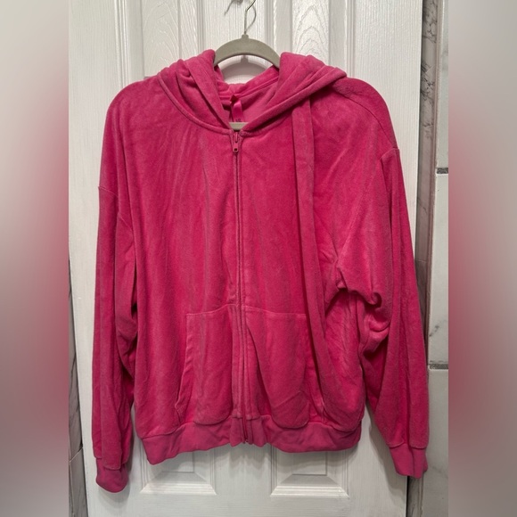 SKIMS Pink Terry Cloth Full Zip Hoodie W/ Pockets Women’s Size 2X - Picture 1 of 11